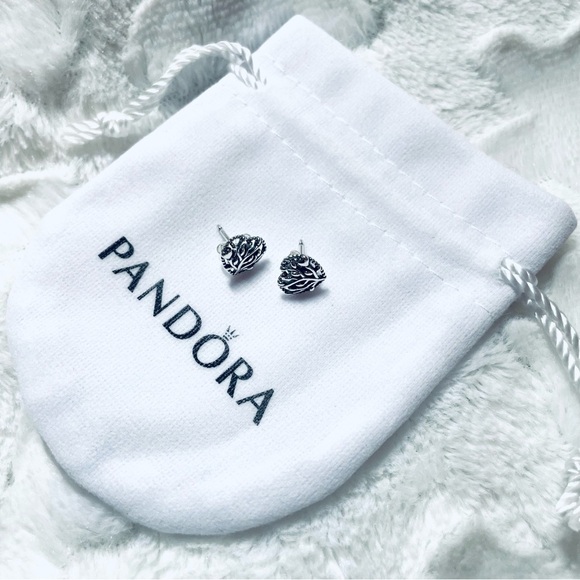 🆕✨ NWT Pandora Tree of Love Stud Earrings 🌳❤️925 Sterling Silver - Picture 6 of 7